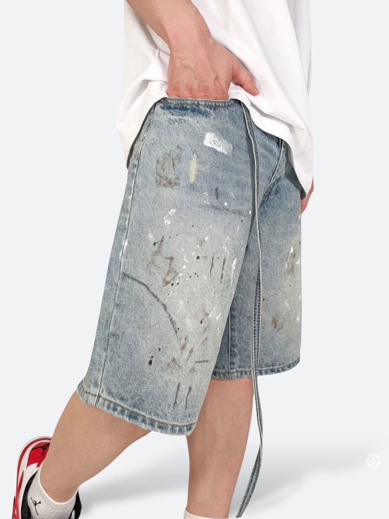 RATTLE PAINT SHORT DENIM：ラトルペイントショートデニム