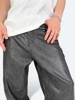 DARK GLAZE BLAXOUT ZIP WIDE DENIM：ダーク グレイズ ブラックスアウト ジップ ワイド デニム