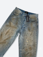 DAMAGED PATCH WHITE SKINNY DENIM: Damaged patch white skinny denim