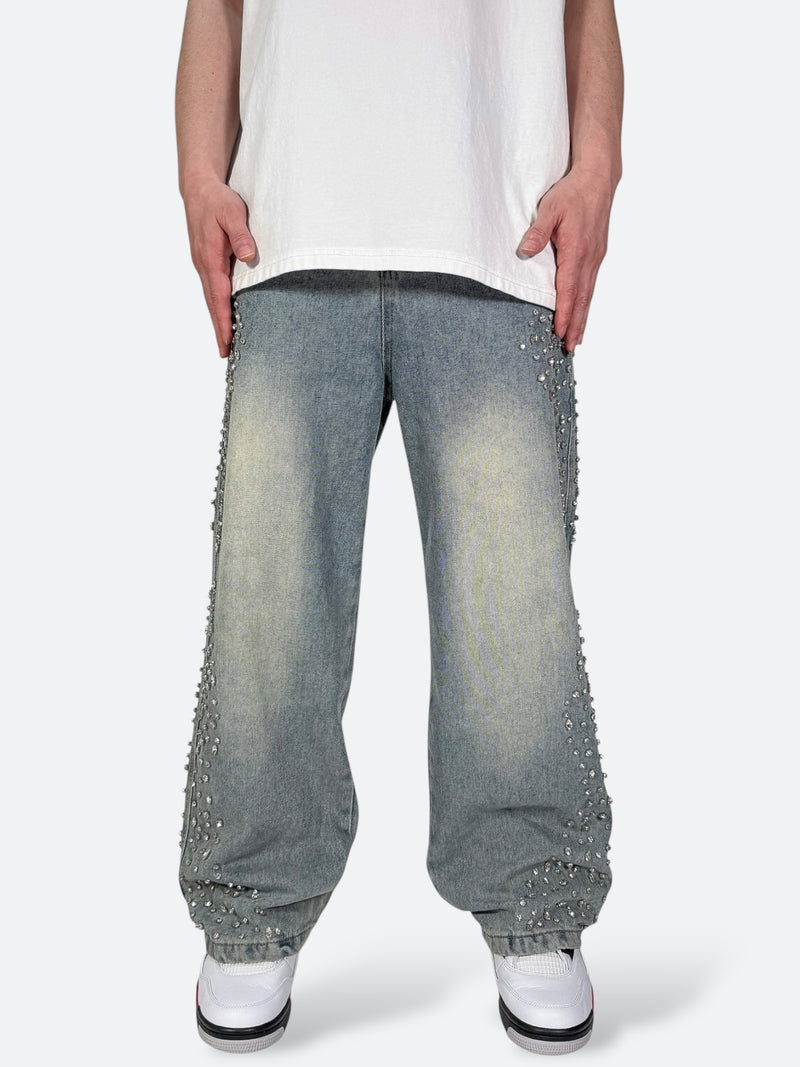 SHELLGLAM STUD WIDE DENIM：シェルグラム スタッド ワイドデニム