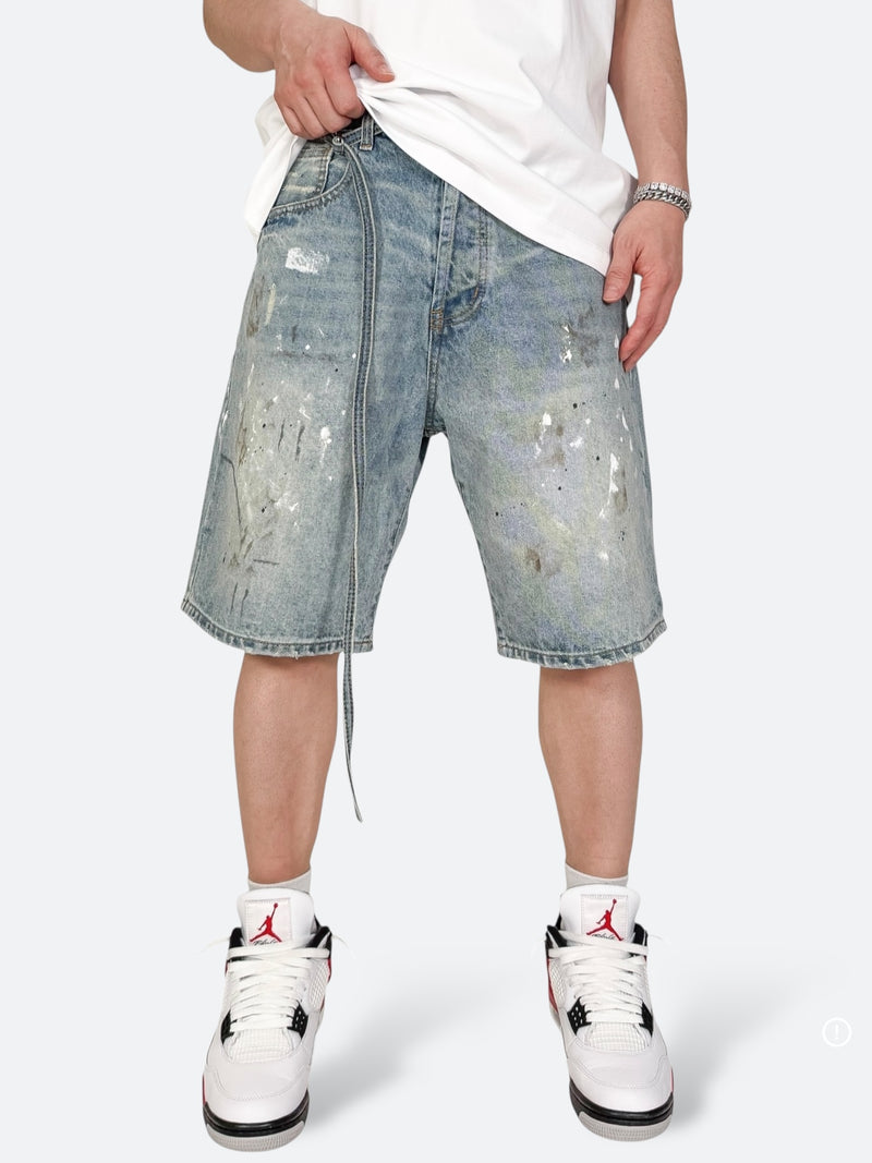 RATTLE PAINT SHORT DENIM：ラトルペイントショートデニム