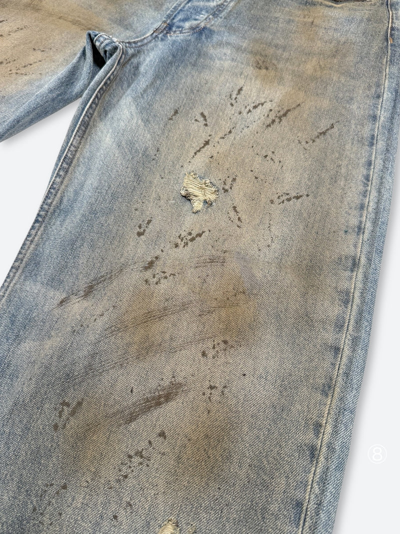 DAMAGED PATCH WHITE SKINNY DENIM: Damaged patch white skinny denim