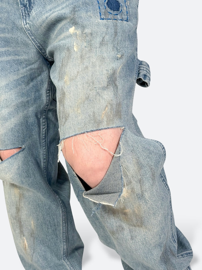 DAMAGED PATCH WHITE SKINNY DENIM: Damaged patch white skinny denim