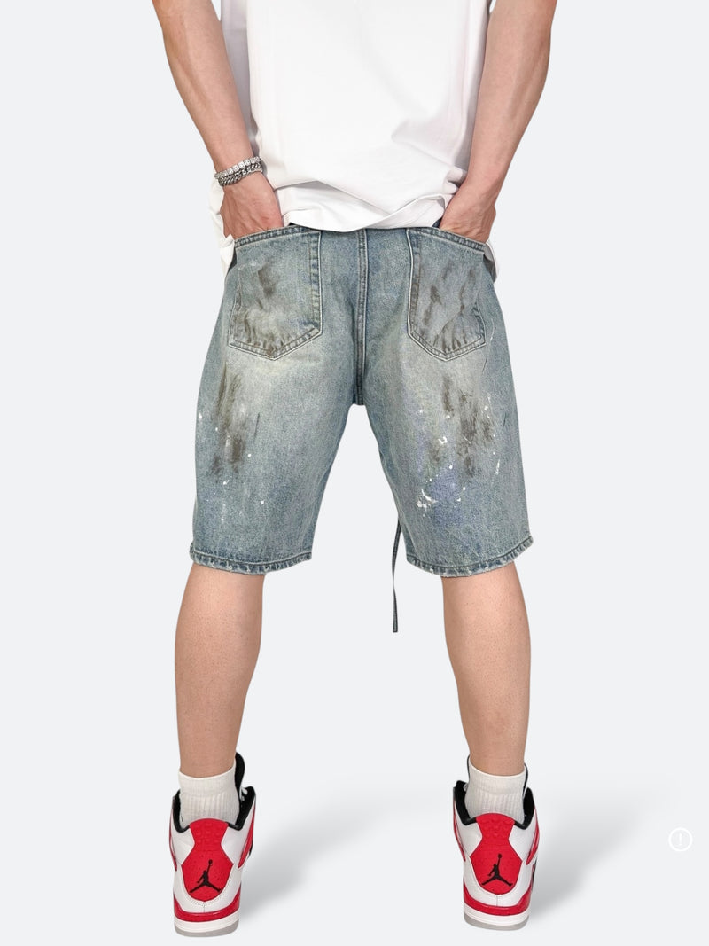 RATTLE PAINT SHORT DENIM：ラトルペイントショートデニム