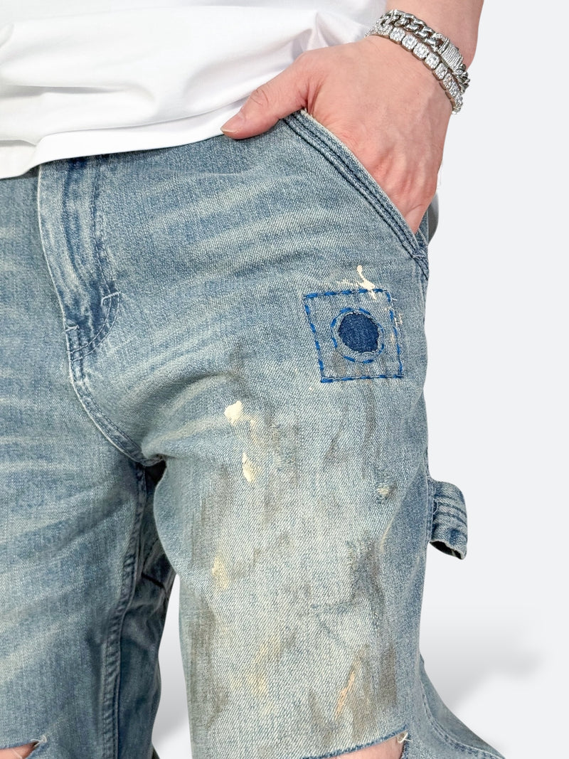 DAMAGED PATCH WHITE SKINNY DENIM: Damaged patch white skinny denim