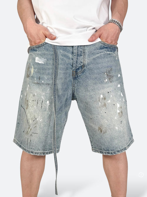 RATTLE PAINT SHORT DENIM：ラトルペイントショートデニム