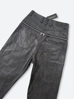 DARK GLAZE BLAXOUT ZIP WIDE DENIM：ダーク グレイズ ブラックスアウト ジップ ワイド デニム