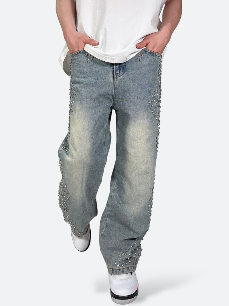 SHELLGLAM STUD WIDE DENIM：シェルグラム スタッド ワイドデニム