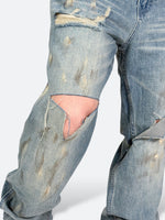 DAMAGED PATCH WHITE SKINNY DENIM: Damaged patch white skinny denim