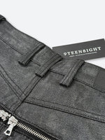 DARK GLAZE BLAXOUT ZIP WIDE DENIM：ダーク グレイズ ブラックスアウト ジップ ワイド デニム