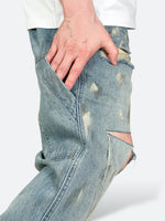 DAMAGED PATCH WHITE SKINNY DENIM: Damaged patch white skinny denim