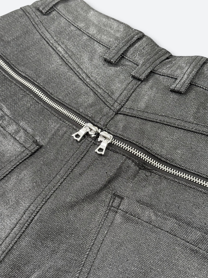 DARK GLAZE BLAXOUT ZIP WIDE DENIM：ダーク グレイズ ブラックスアウト ジップ ワイド デニム