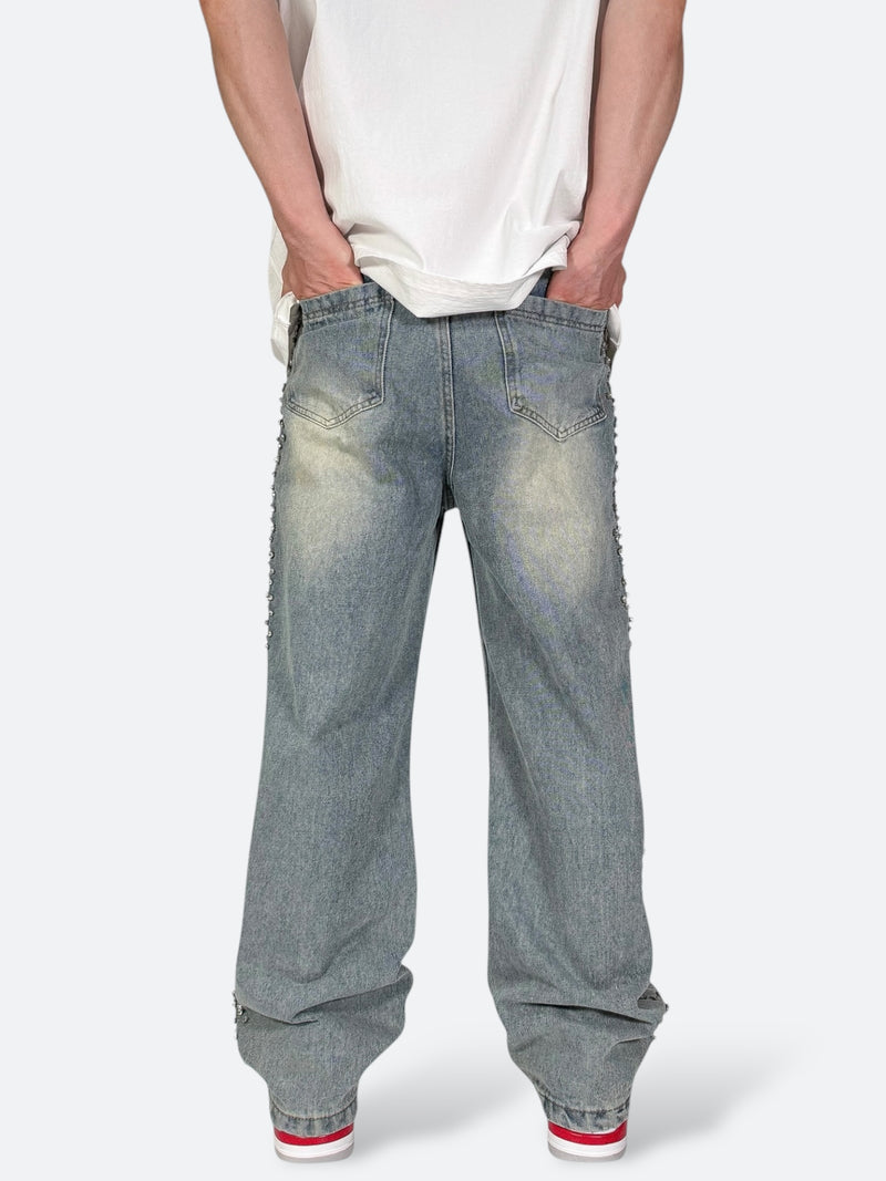 SHELLGLAM STUD WIDE DENIM：シェルグラム スタッド ワイドデニム