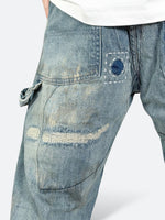 DAMAGED PATCH WHITE SKINNY DENIM: Damaged patch white skinny denim