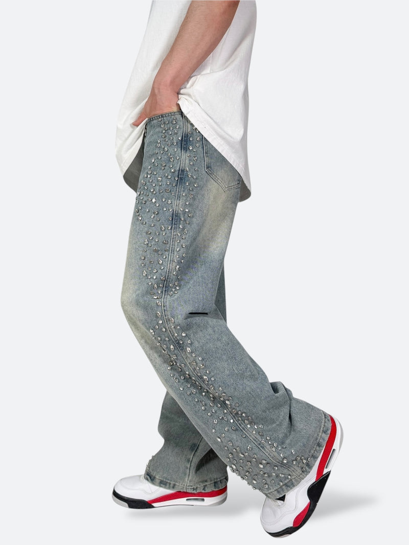 SHELLGLAM STUD WIDE DENIM：シェルグラム スタッド ワイドデニム
