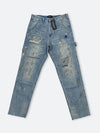 DAMAGED PATCH WHITE SKINNY DENIM: Damaged patch white skinny denim