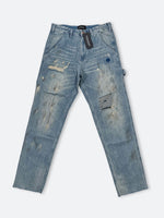 DAMAGED PATCH WHITE SKINNY DENIM: Damaged patch white skinny denim