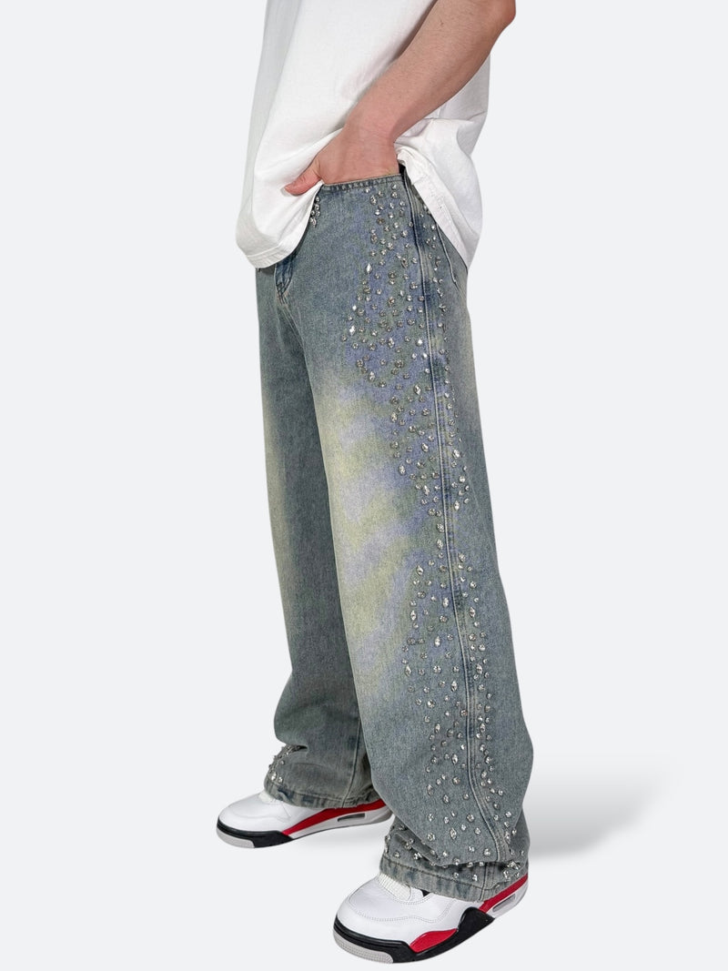 SHELLGLAM STUD WIDE DENIM：シェルグラム スタッド ワイドデニム
