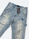 DAMAGED PATCH WHITE SKINNY DENIM: Damaged patch white skinny denim