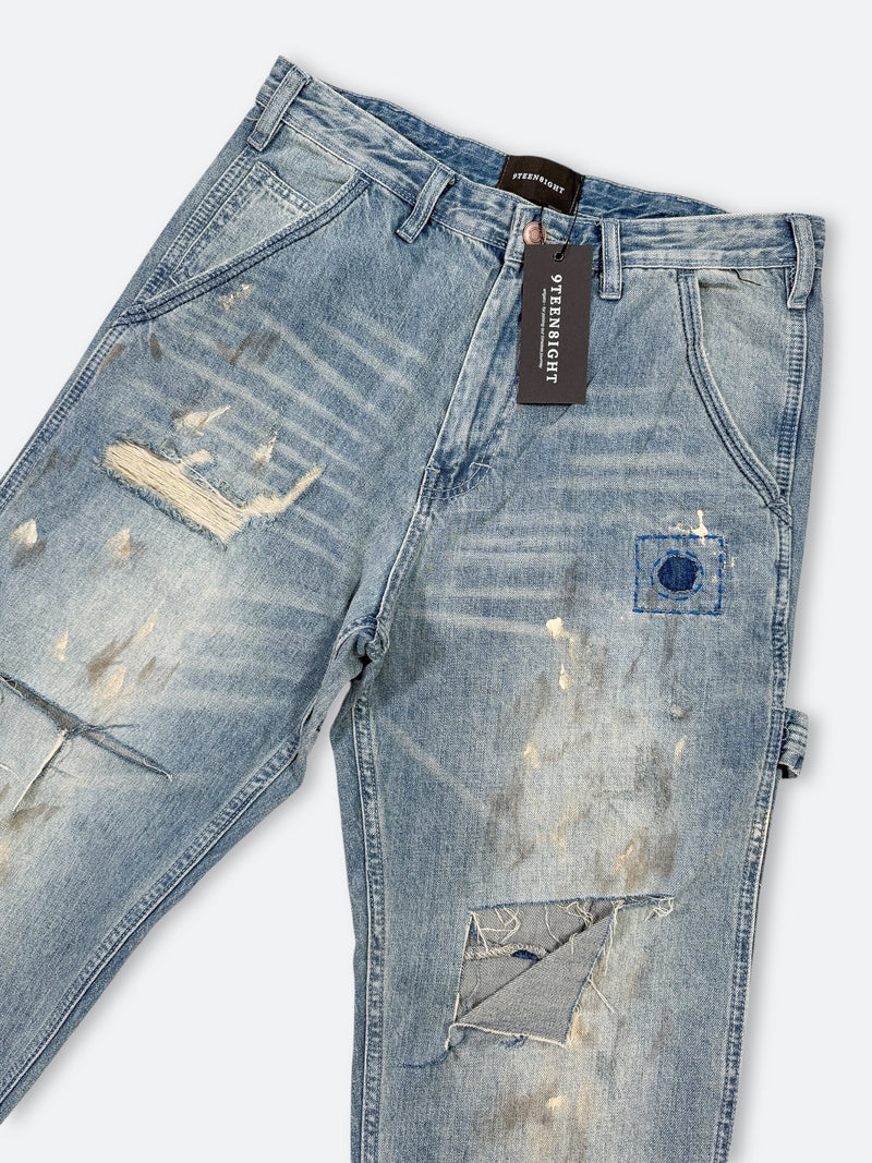 DAMAGED PATCH WHITE SKINNY DENIM: Damaged patch white skinny denim