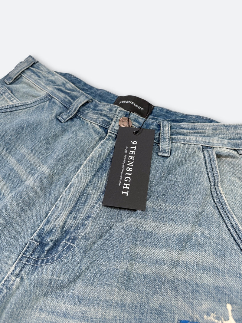 DAMAGED PATCH WHITE SKINNY DENIM: Damaged patch white skinny denim