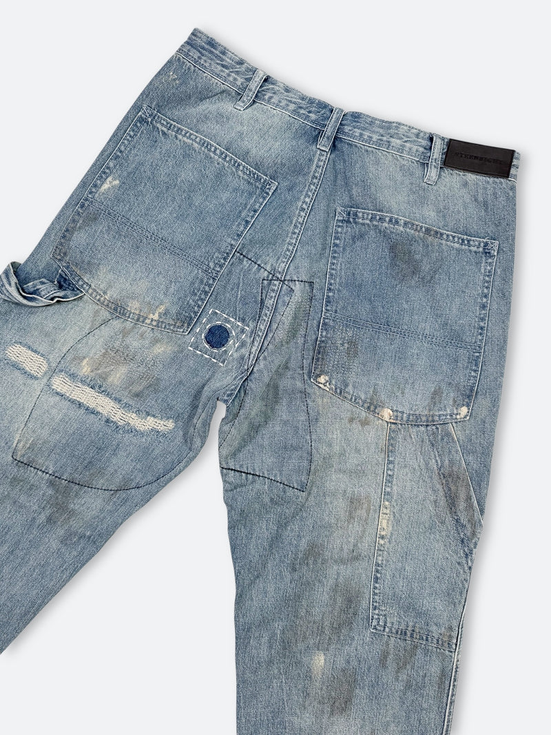 DAMAGED PATCH WHITE SKINNY DENIM: Damaged patch white skinny denim