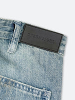DAMAGED PATCH WHITE SKINNY DENIM: Damaged patch white skinny denim