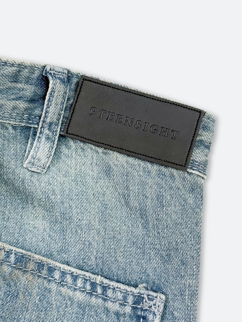 DAMAGED PATCH WHITE SKINNY DENIM: Damaged patch white skinny denim