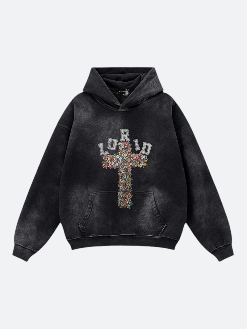 ORNAMENT CROSS VINTAGE HOODIE：オーナメントクロスヴィンテージフーディー