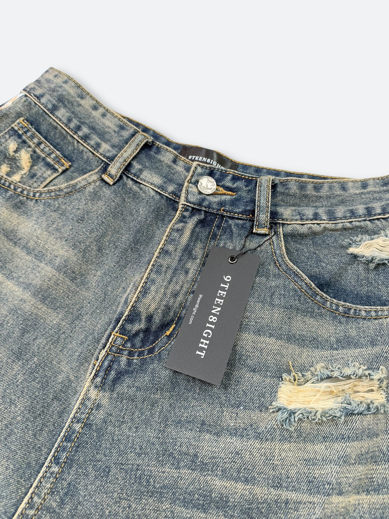 CROSS PATCH VINTAGE SHORT DENIM: Cross patch vintage short denim