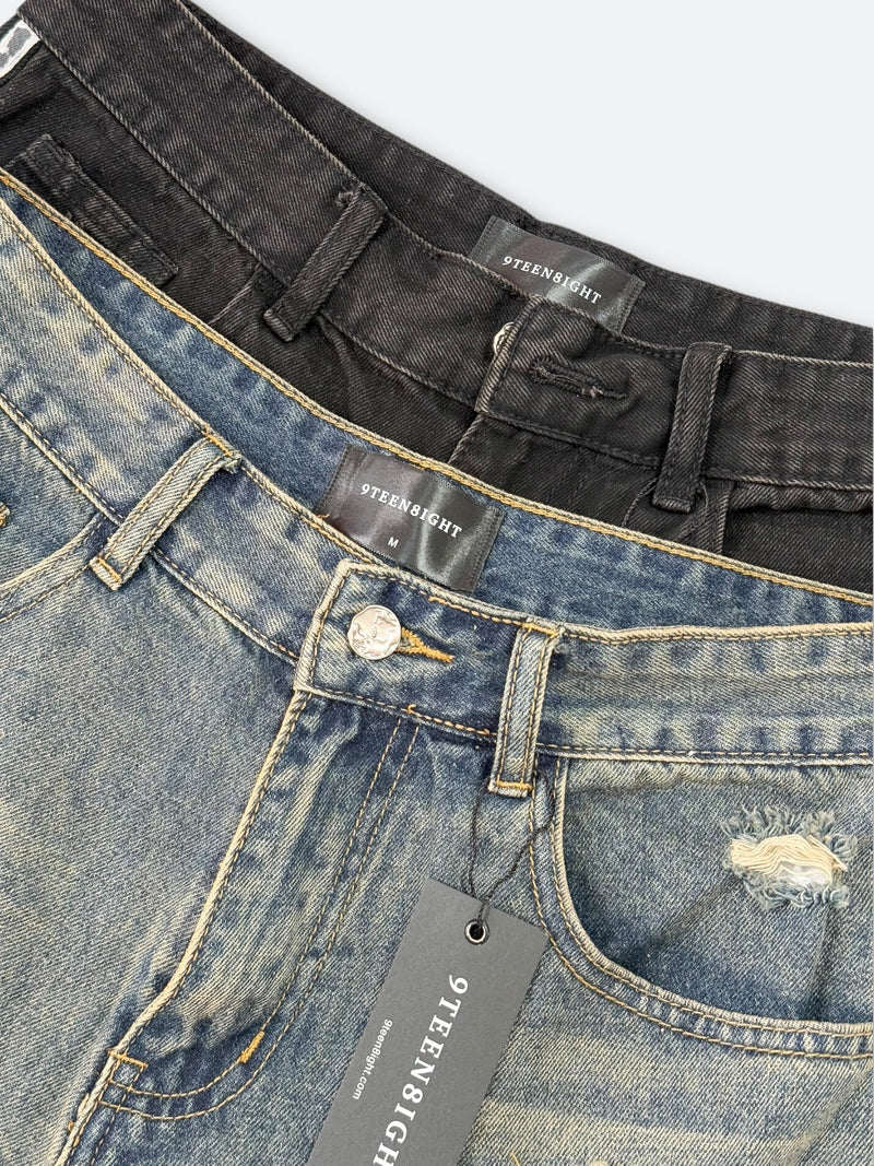 RAGGED STREAM DENIM SHORTS：ラギットストリームデニムショーツ