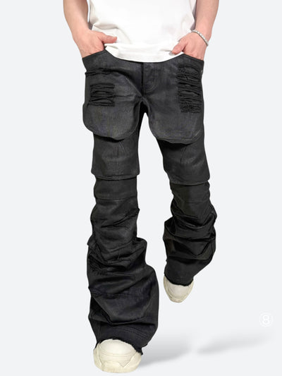 RAVAGE SHADOW DISTRESSED FLARE DENIM：ラヴィッジ シャドウ ディストレスド フレア デニム