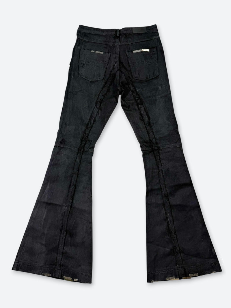 SHADOW GLOSS CRACKLE FLARE PANTS：シャドウ グロス クラックル
