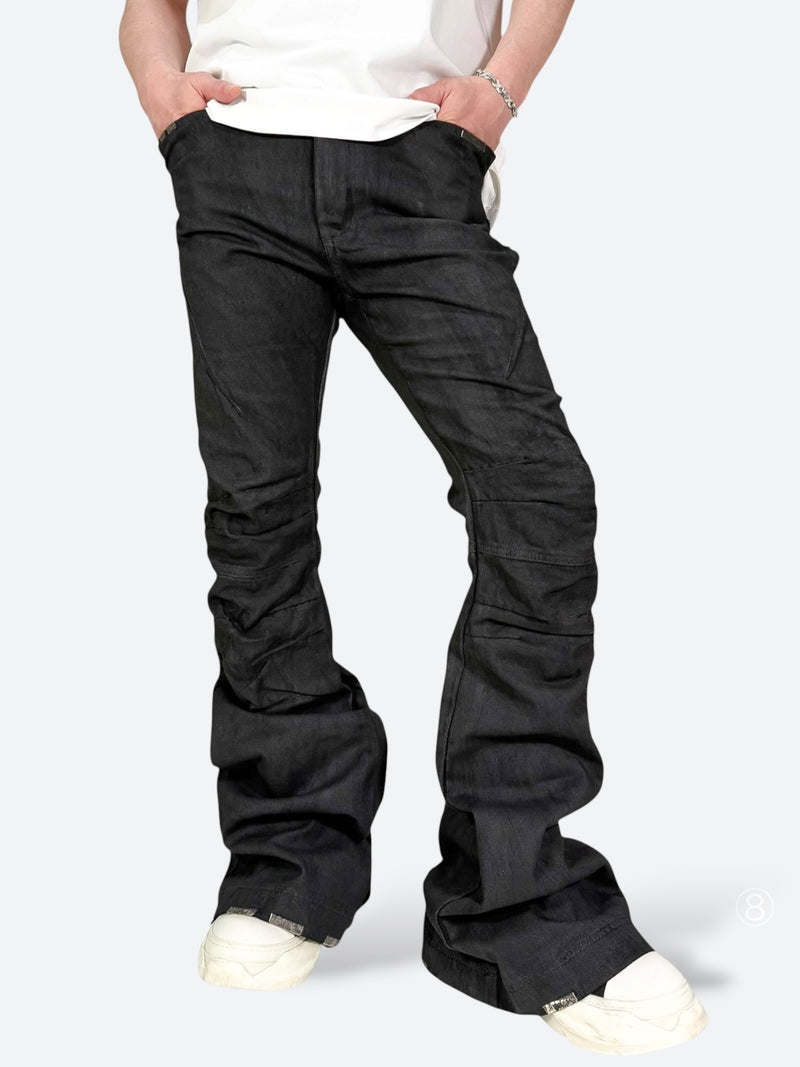 SHADOW GLOSS CRACKLE FLARE PANTS：シャドウ グロス クラックル