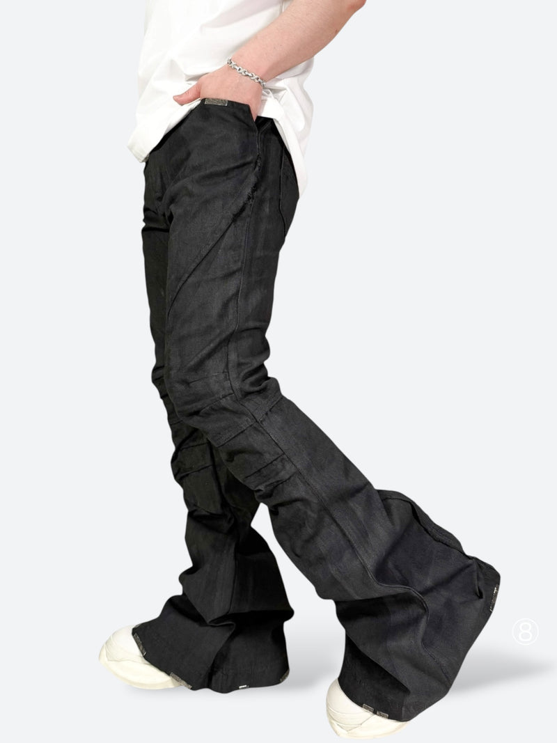 SHADOW GLOSS CRACKLE FLARE PANTS：シャドウ グロス クラックル