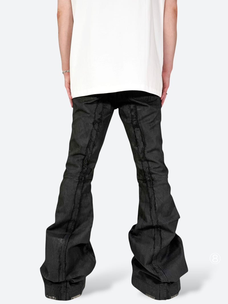 SHADOW GLOSS CRACKLE FLARE PANTS：シャドウ グロス クラックル