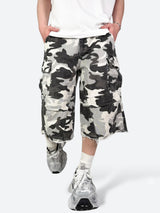 SHADOW VEIL DRAPE CAMO CARGO SHORTS：シャドウ ヴェール ドレープ カモ カーゴ ショーツ