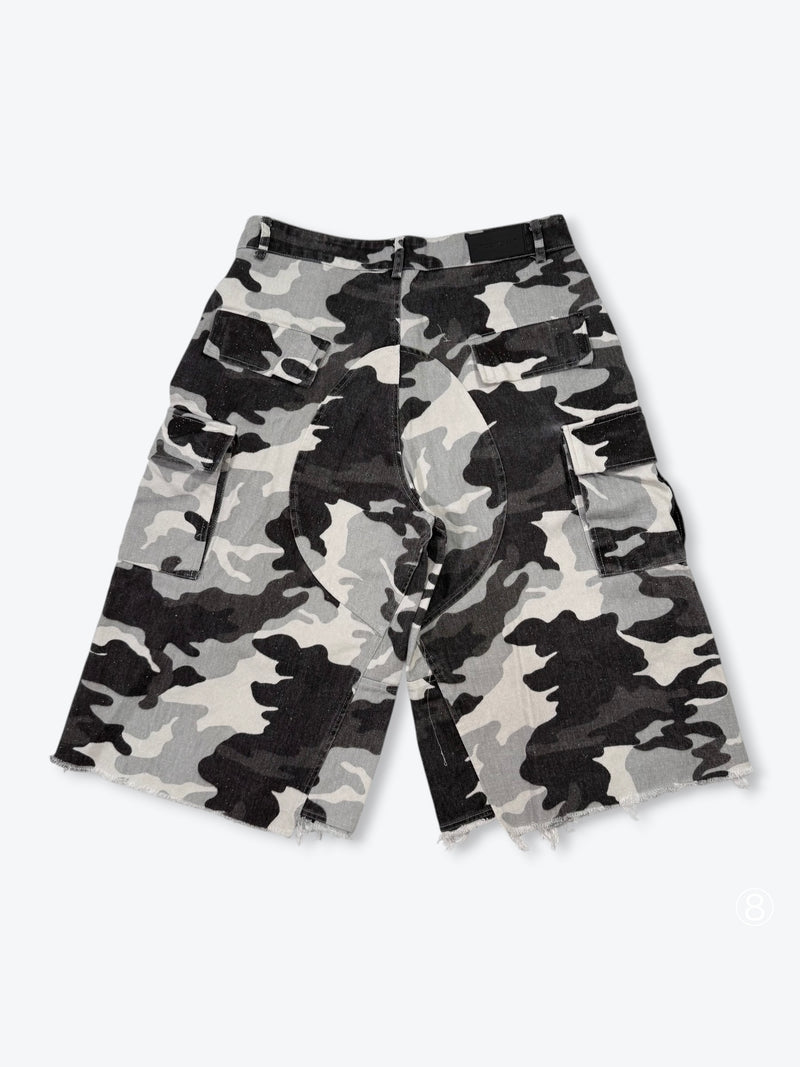 SHADOW VEIL DRAPE CAMO CARGO SHORTS：シャドウ ヴェール ドレープ