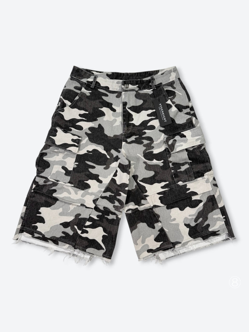 SHADOW VEIL DRAPE CAMO CARGO SHORTS：シャドウ ヴェール ドレープ