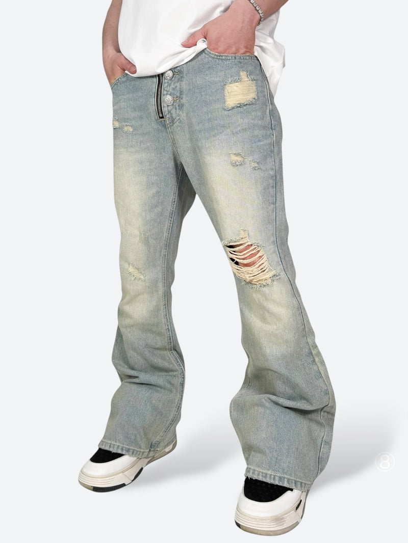 VICE CRUSH ZIPBLAZE FLARE DENIM：ヴァイス クラッシュ ジップ