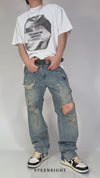DAMAGED PATCH WHITE SKINNY DENIM: Damaged patch white skinny denim