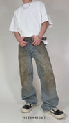 DAMAGED PATCH WHITE SKINNY DENIM: Damaged patch white skinny denim