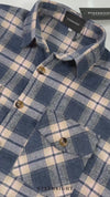 PALE BLUE CHECK FLANNEL SHIRT：ペール ブルー チェック フランネル シャツ