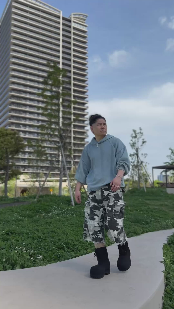 SHADOW VEIL DRAPE CAMO CARGO SHORTS：シャドウ ヴェール ドレープ カモ カーゴ ショーツ
