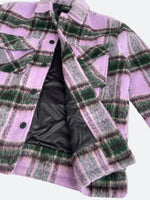 MOHAIR OVERSIZED CHECK SHIRT JACKET: Mohair oversized check shirt jacket