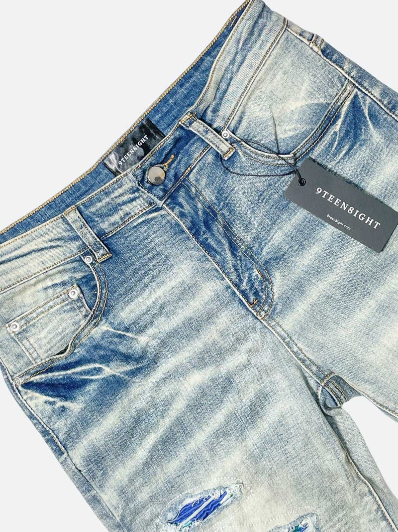 AQUATIC RIPPED PATCH SKINNY DENIM: Aquatic Ripped Patch Skinny