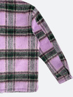 MOHAIR OVERSIZED CHECK SHIRT JACKET: Mohair oversized check shirt jacket