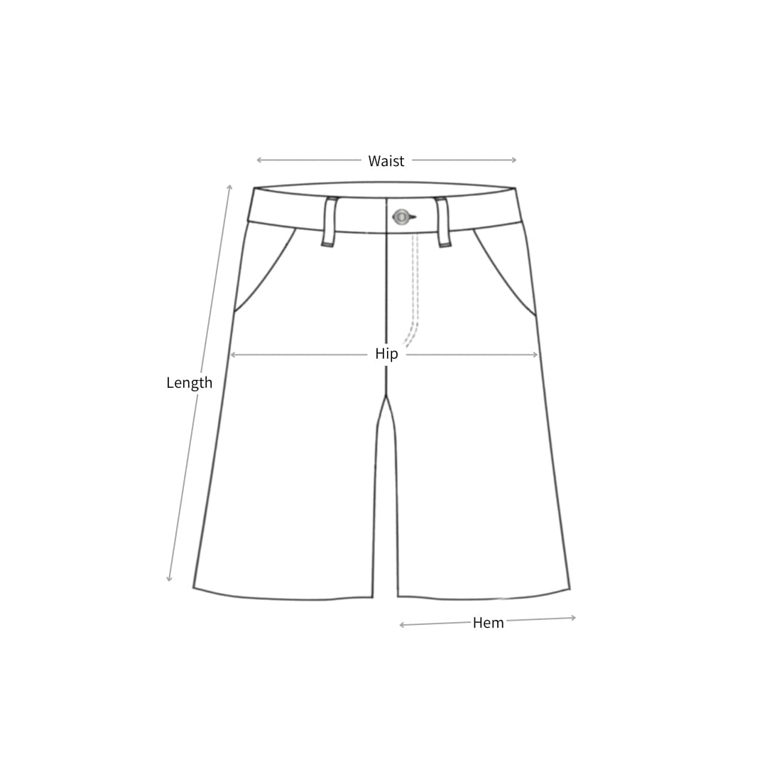 SNOW FROST CRYON CAMO SHORTS — measurement diagram