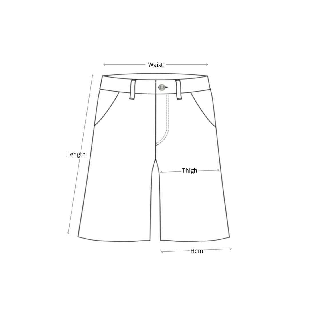 ASTRO BURST RADIANT DENIM SHORTS — measurement diagram