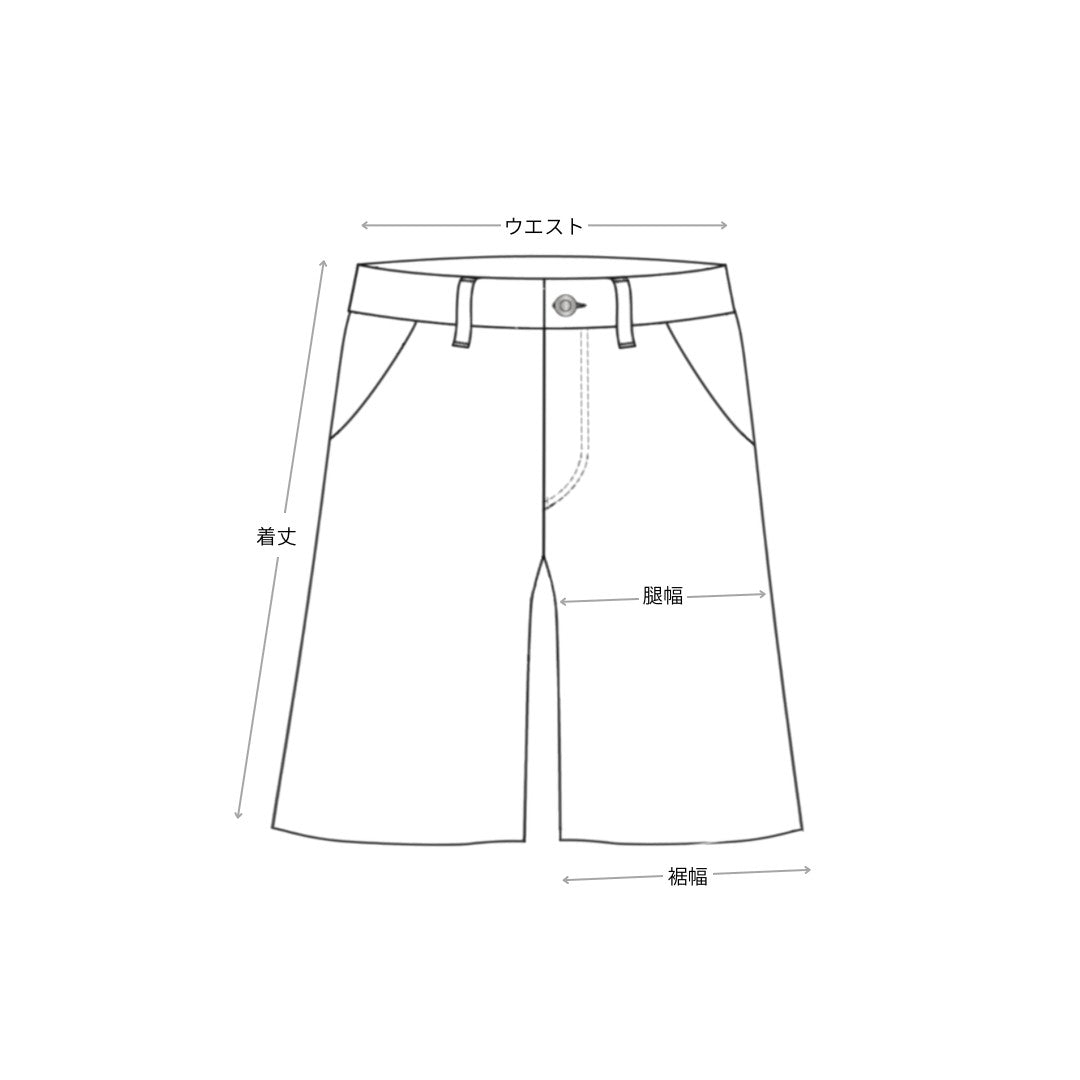 GALACTIC STARDUST SHORT DENIM：ギャラクティックスターダストショートデニム — measurement diagram